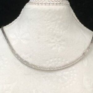 Vintage Italian Sterling Silver Herringbone Chain Necklace – 925, Laser-Cut